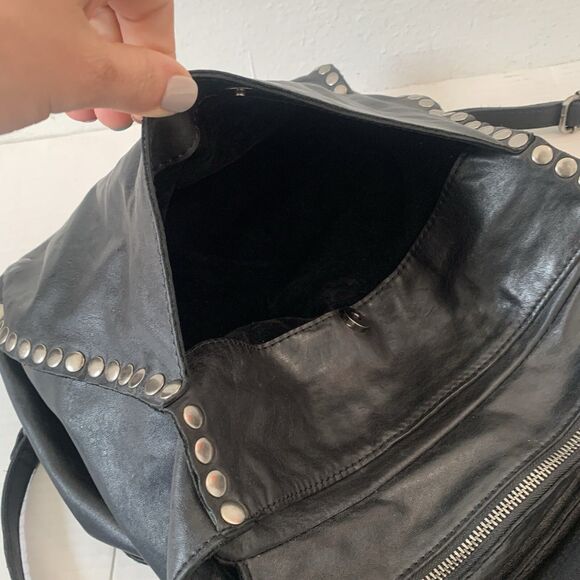 Patricia Nash Black Italian Leather Cazorla Backpack Handbag Stud Garment Flower - Picture 8 of 15